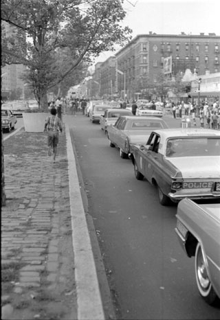Bud Powell's funeral procession at 7th Ave and 139th St August 8, 1966