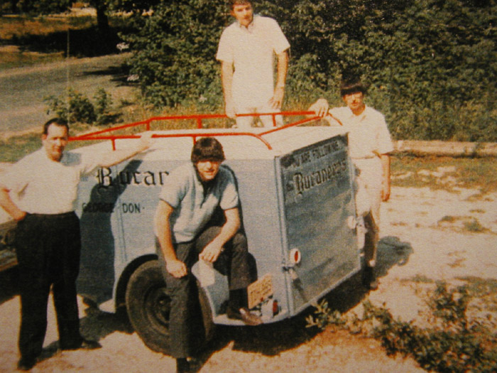 Bucaneers on tour, from left: Ken LaComb (road manager), Don Bevers, Ron Krause and George Falcone.