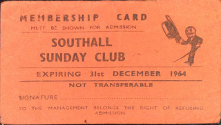 Southall Sunday Club Membership Card, 1964