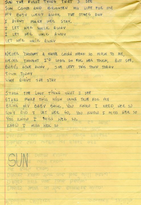 Creation lyrics to "Sun and Stars"