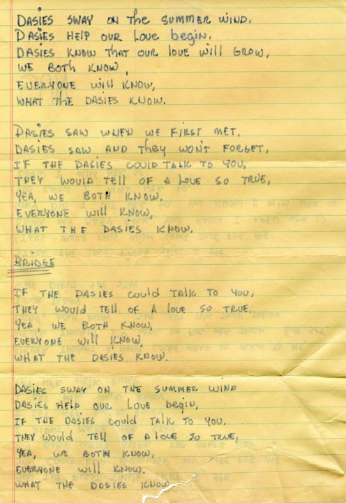 Creation lyrics to "What The Daisies Know"