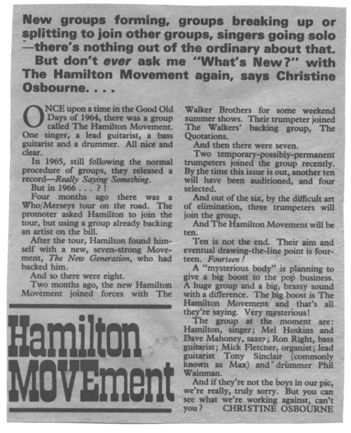 Hamilton and The Movement Fab November 1966