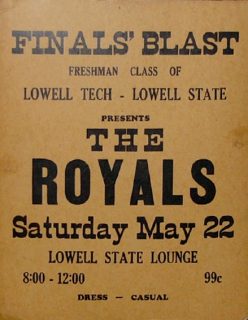 Royals Lowell State Lounge poster, May 22, 1965
