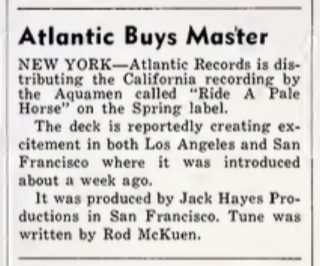 Aquamen Cash Box May 29, 1966