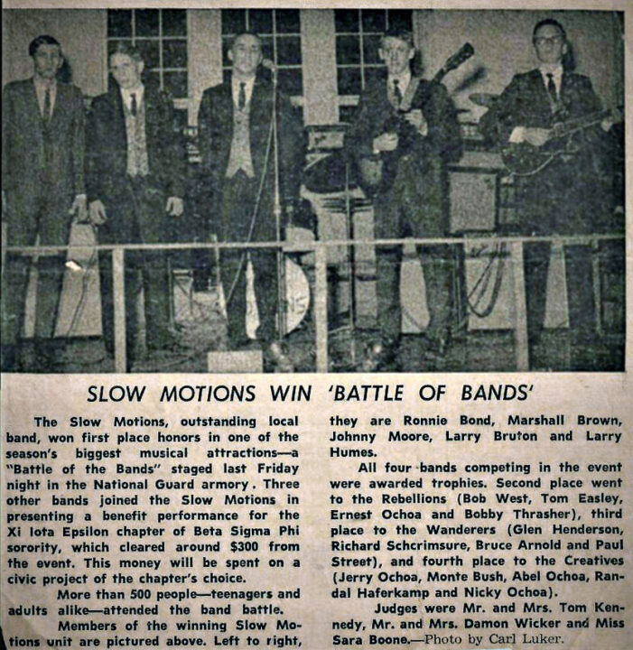 Slow Motions Rebellions Wanderers Creatives Slow Motions Win Battle of the Bands, Gatesville Messenger and Star Forum Feb 2, 1968