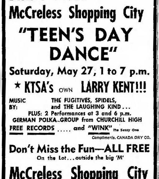 Fugitives, Spidels and Laughing Kind, McCreless Shopping City, May 27, 1967