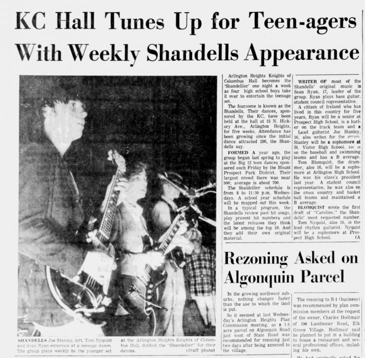 Shandells Arlington Heights Herald August 12, 1965