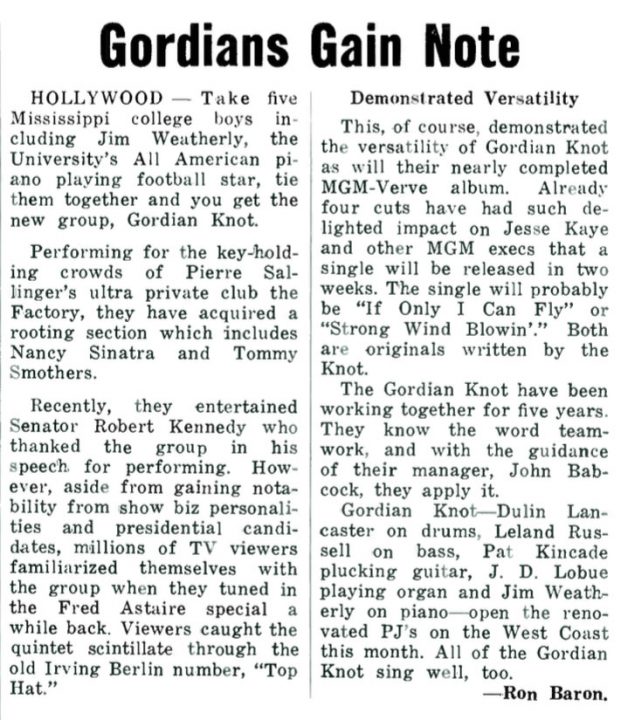Gordian Knot Record World April 20, 1968
