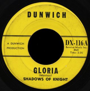 Shadows of Knight Dunwich 45 Gloria yellow label, no Atco