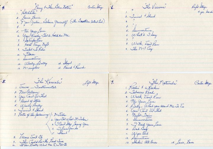 Battle of the Bands Motovators set lists, July 25, 1965