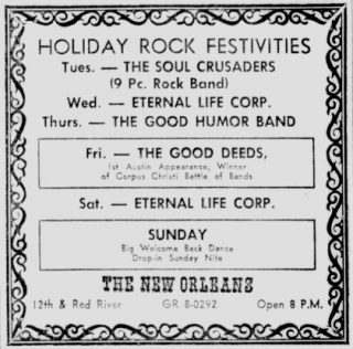 Good Humor Band Eternal Life Corp Good Deeds New OrleansClubAustin Daily Texan July 2, 1968