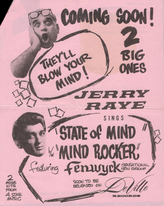 Jerry Raye Fenwyck - State of Mind, Mind Rocker DeVille Records and 4 Star Music promo sheet