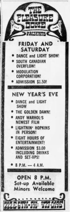 Modulation Corporation Golden Dawn Pleasure Dome Austin American Statesman Friday, Dec. 29, 1967