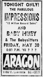 Baby Huey and the Babysitters and the Impressions at the Aragon, Chicago Tribune, 1969 May 30